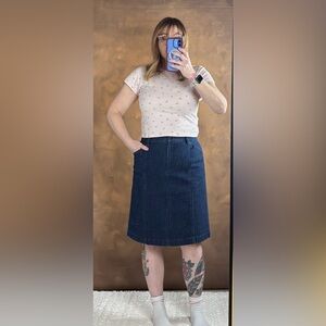L.L. Bean Dark Blue A-Line Skirt